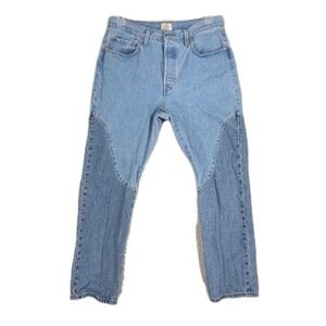 Levis 501 Original Chaps Two Tone Blue Jeans Womens 32x30 (29.5) Straight Leg